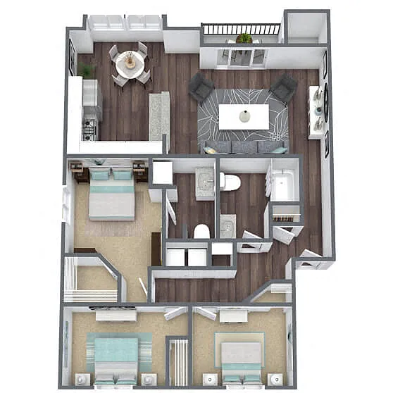 Floor plan C1: 3 Bed 2 Bath