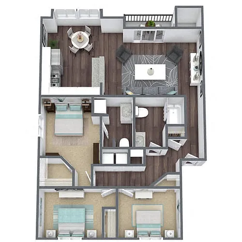 Floor plan C1: 3 Bed 2 Bath