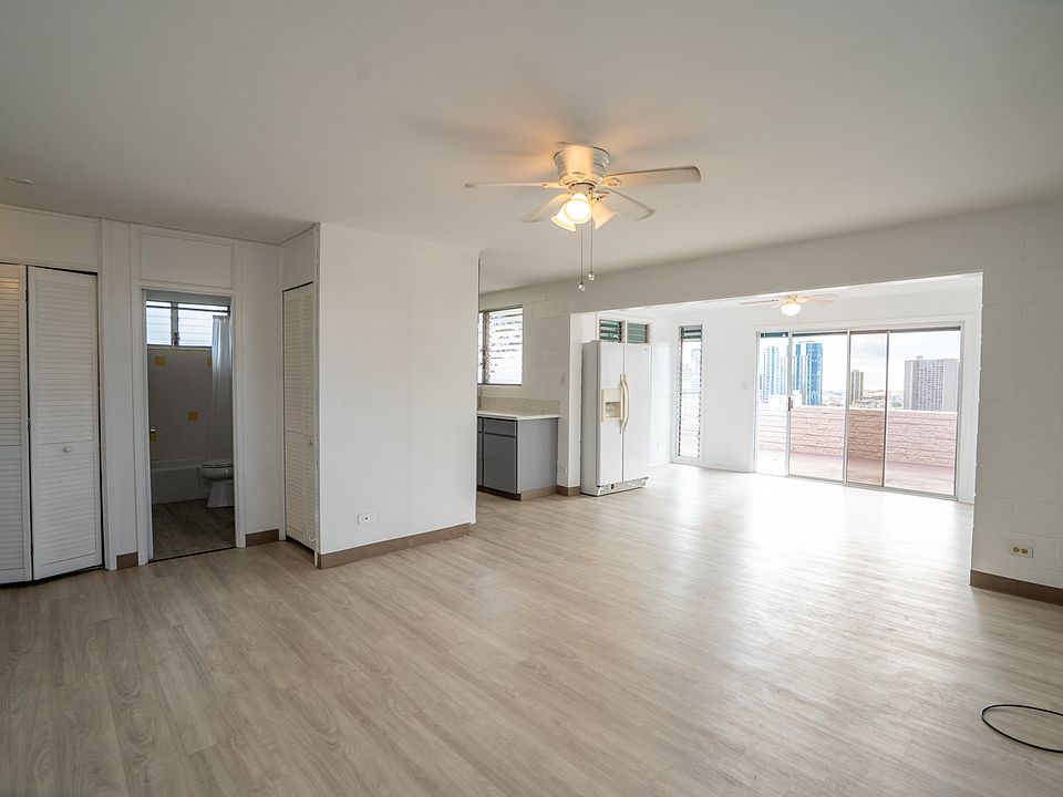 Spacious living room view from front door