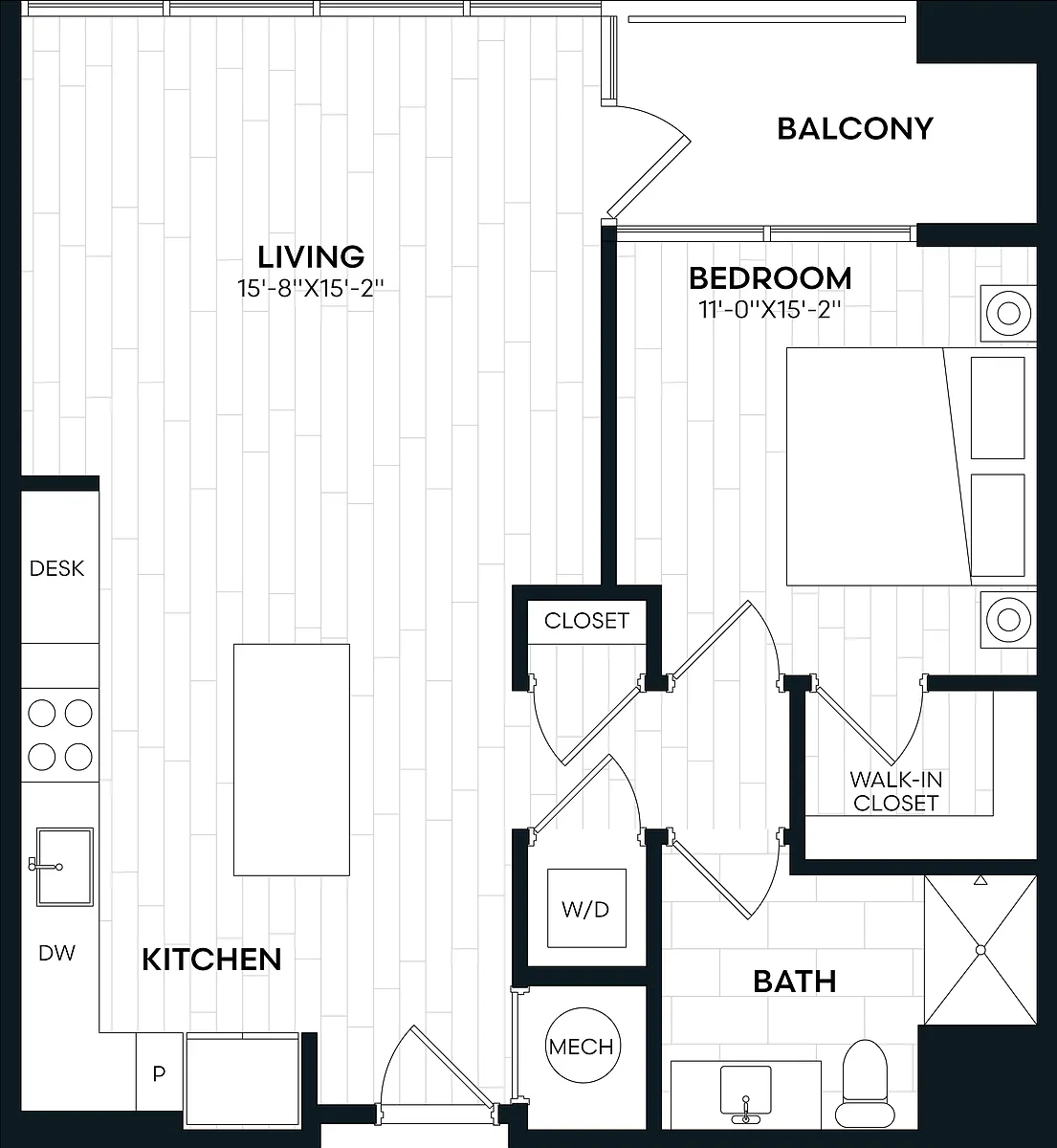 Floor plan 1 Bed/1 Bath-1K1 ALT