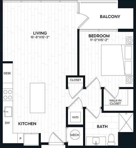 Floor plan 1 Bed/1 Bath-1K1 ALT