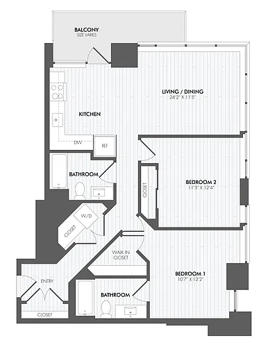 Floor plan 2 Bed/2 Bath-B4