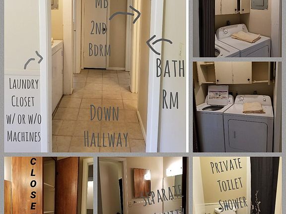 Hallway with Laundry, bathroom & linen closet 