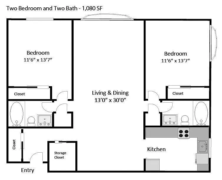 Floor plan 2 Bd 2 Ba