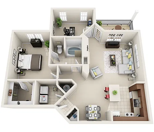 Floor plan Broadway | 1 Bedroom 1 Bathroom Plus Den Apartment