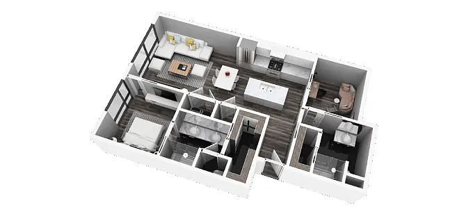 Floor plan Unit D - Two Bedroom