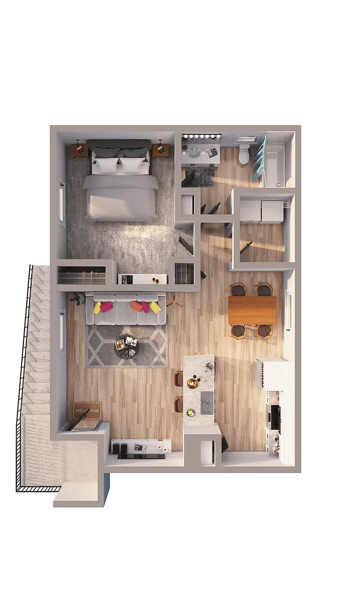 Floor plan 1x1Car