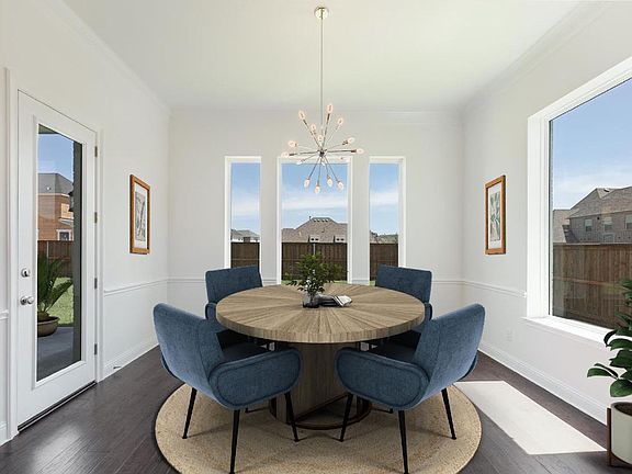 Bright casual dining space virtually staged for demonstration
