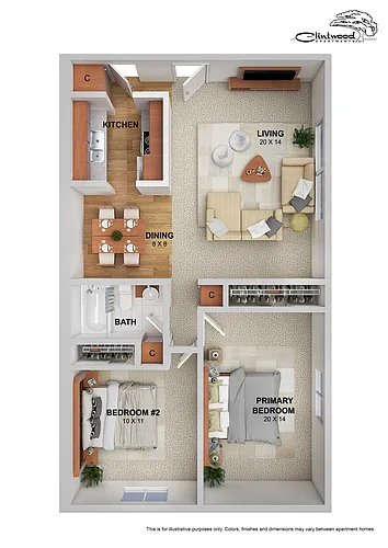 Floor plan 2 Bedroom South