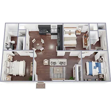 Floor plan 3 Bed 2 Bath - Plan A