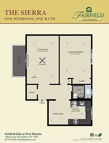 Floor plan The Sierra One Bedroom