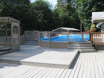 Deck, hot tub, swimming pool area