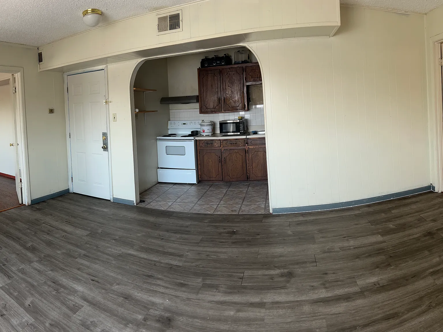 kitchen and living room