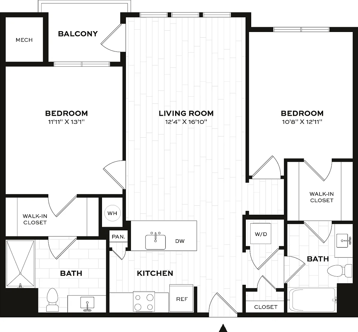 Floor plan 2 Bed/2 Bath-E1-X