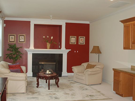 Family room with gas fireplace & little desk