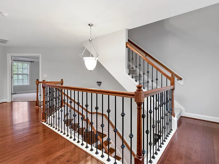 second floor landing, hardwood flooring