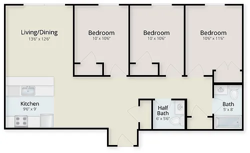 Floor plan Three Bedroom