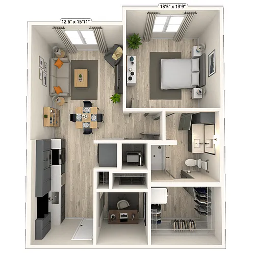 Floor plan AA 1x1 807 SF-FP