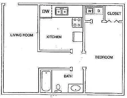 Floor plan 1 Bed 1 Bath