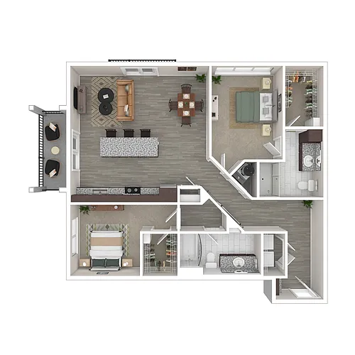 Floor plan Elkmont (2x2 1,221-1323 Sq. Ft)