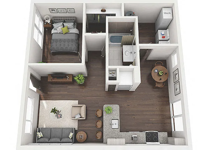 Floor plan 1x1 Flat B