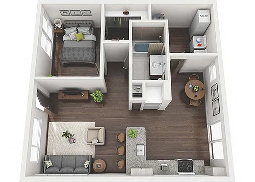Floor plan 1x1 Flat B