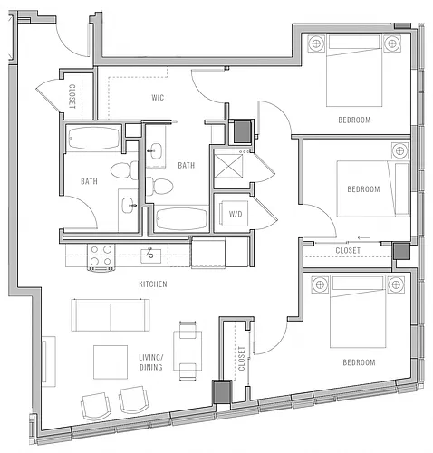 Floor plan 3 Bed-2 Bath-A