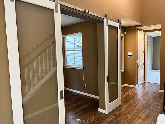 Office or Den with Glass Barn Doors