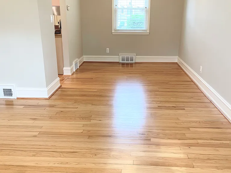 Living and dining room, entrance to kitchen