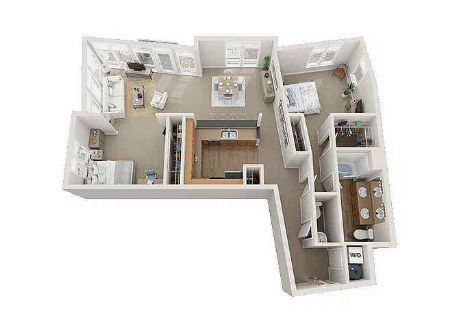 Floor plan 1 Bed 1.5 Bath + Den