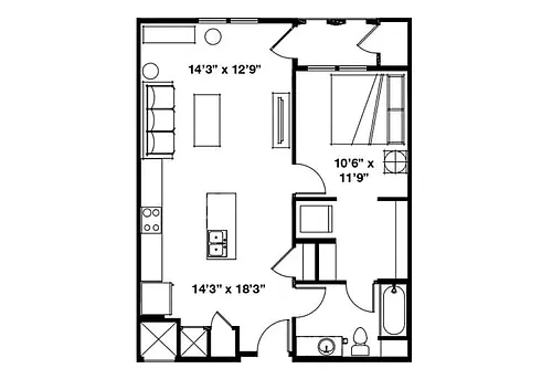 Floor plan 1X1 G