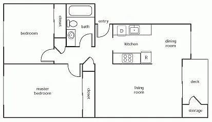 Floor plan 2 Bed 1 Bath