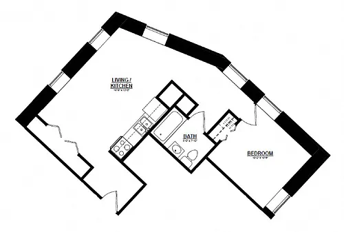 Floor plan The Argyle on Mass Ave One Bedroom B
