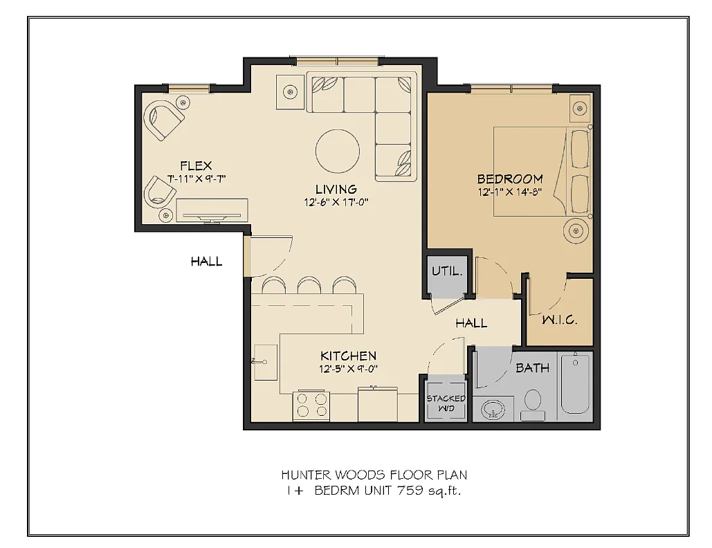 Floor plan 1 Bed 1 Bath