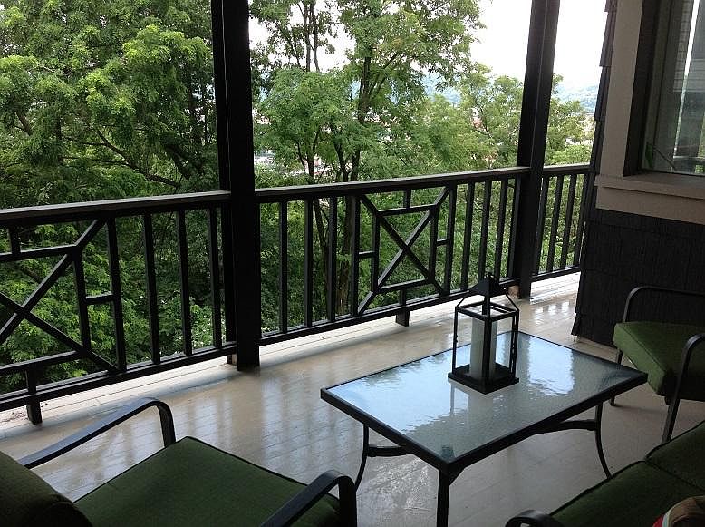 This apartment has a large covered porch. Perfect for someone who loves porches.