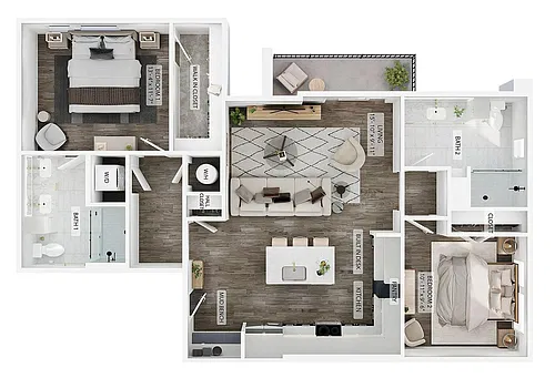 Floor plan 2BR/2BA - B4