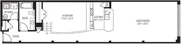 Floor plan CA-LL One Bedroom, One Bathroom