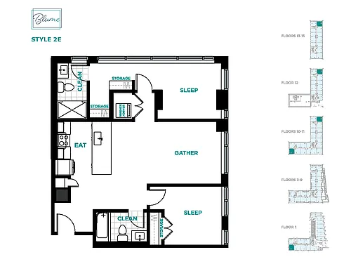 Floor plan 2 Bedroom 2 Bath
