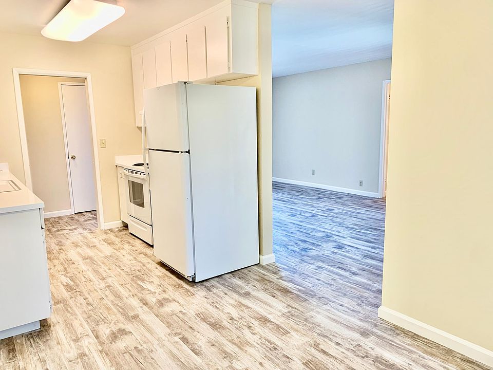 View from dining room looking into kitchen and living area