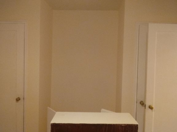 Two closets in bedroom and recessed area between them