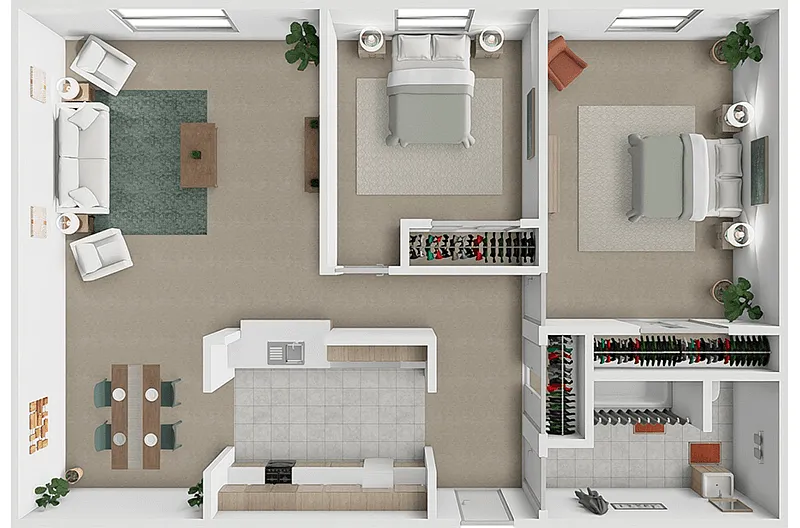 Floor plan 2 Bedroom 1 Bath 943 sq ft