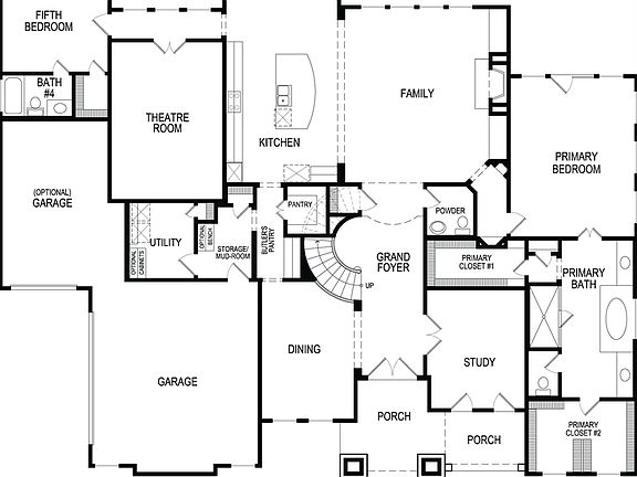 Hudson FS w Media First Floor Plan