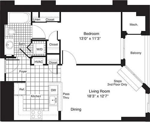 Floor plan 1 Bedroom K