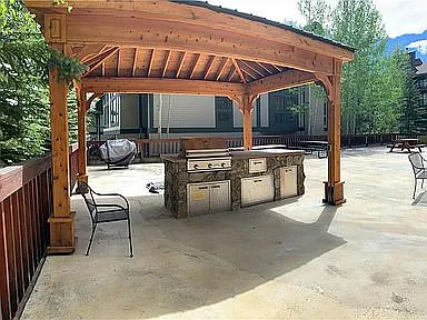 Large deck with gas grill off the lobby