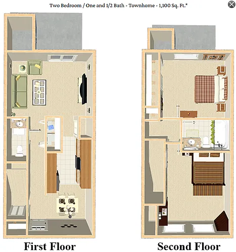 Floor plan 2 BEDROOM TOWNHOME