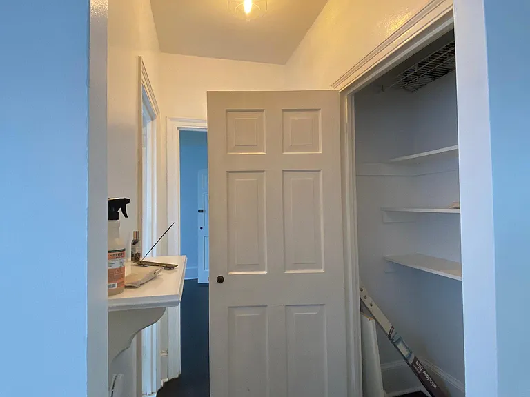 storage closet across from bathroom (see ledge for knicknacks)