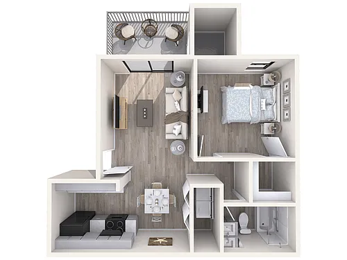 Floor plan 1 Bed/1 Bath Partial Renovated