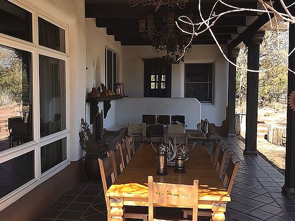 Dining porch with fireplace 