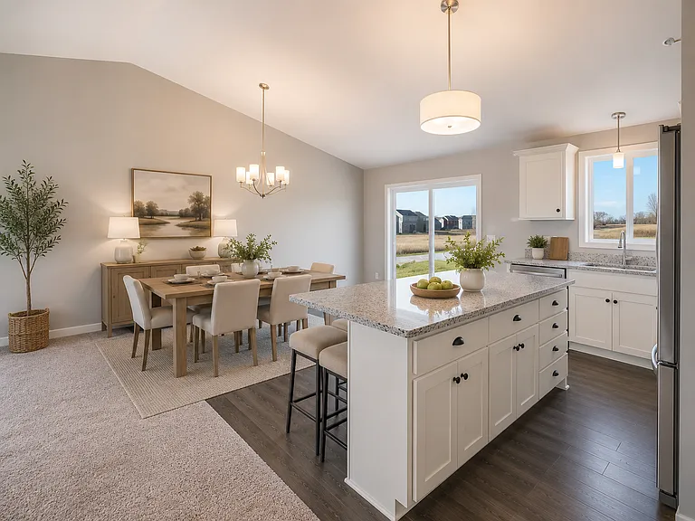 Staged kitchen dining room