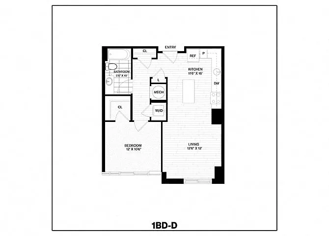 Floor plan 1 Bed/1 Bath-D